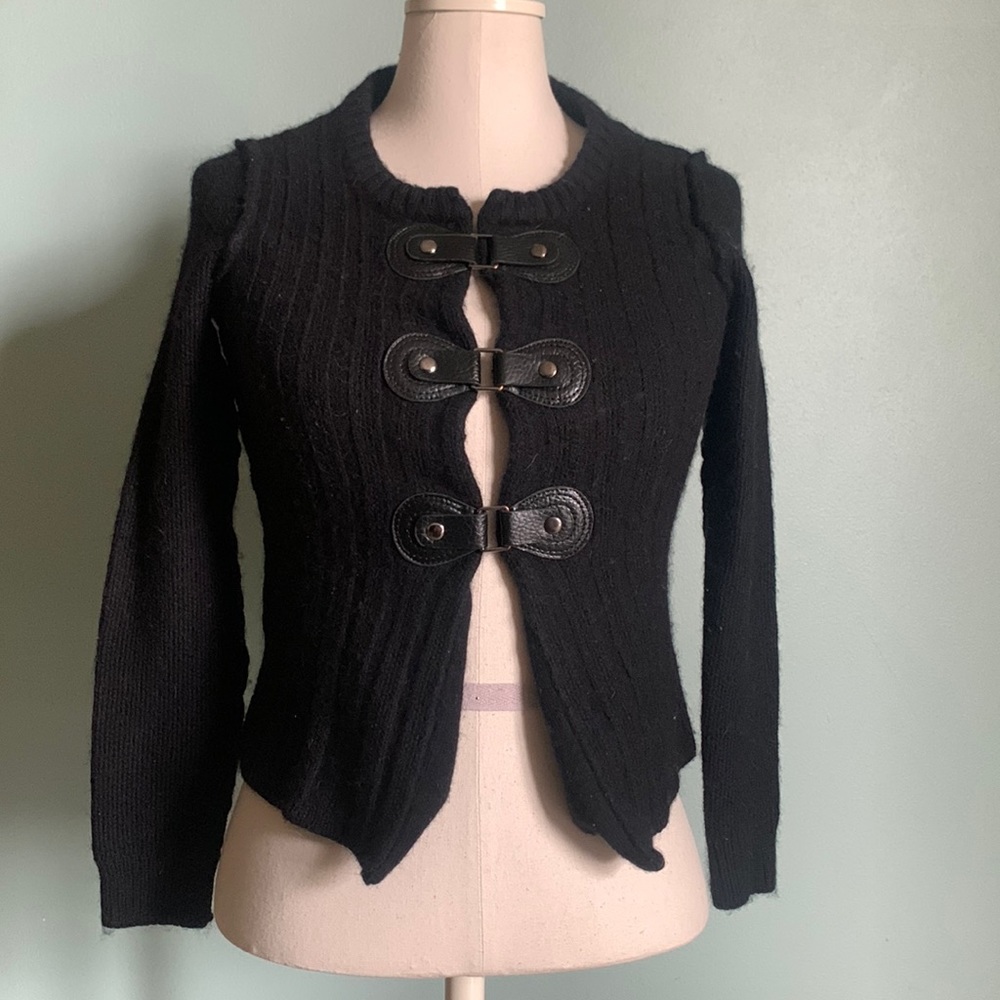 Tahari Merino Wool Blend Black Sweater